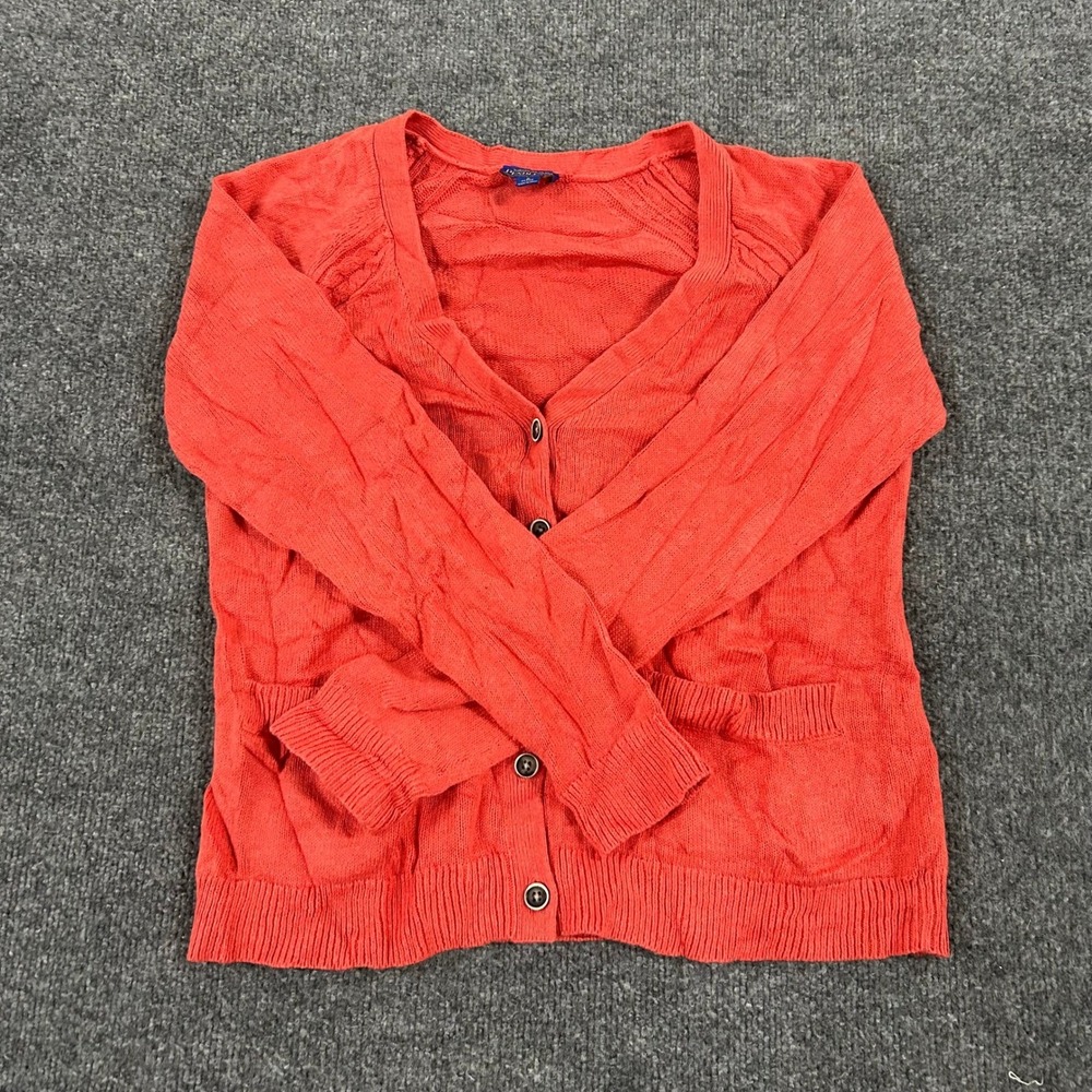 Pendleton Cardigan Womens Size S Petite Orange Cable Knit Button Front Pockets